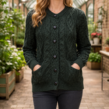 Fenella Aran Sweater - Army Green