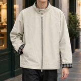 Samson-Rhys Stand Collar Jacket - White Gray