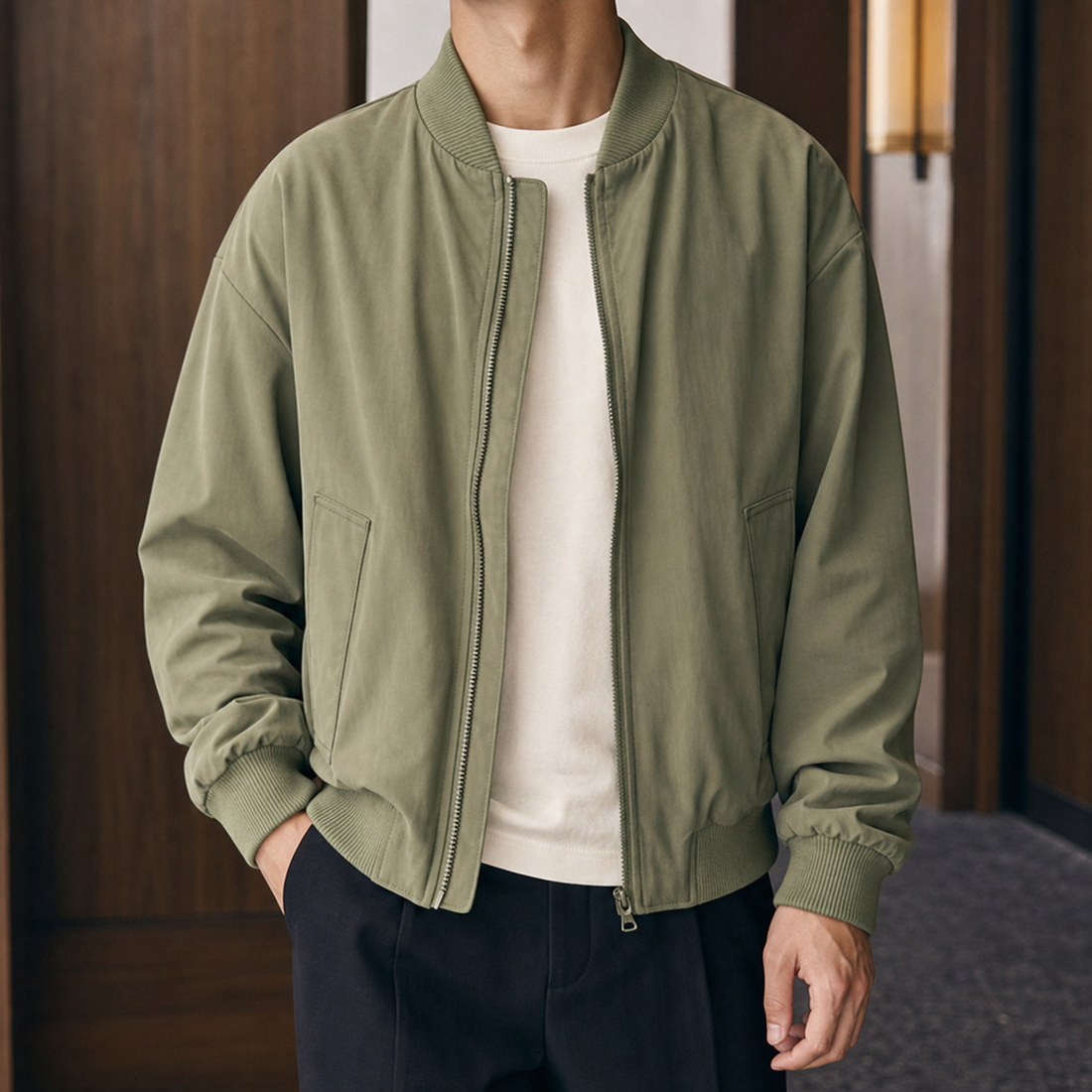 Lucian-Cole Bomber Jacket - Army Green