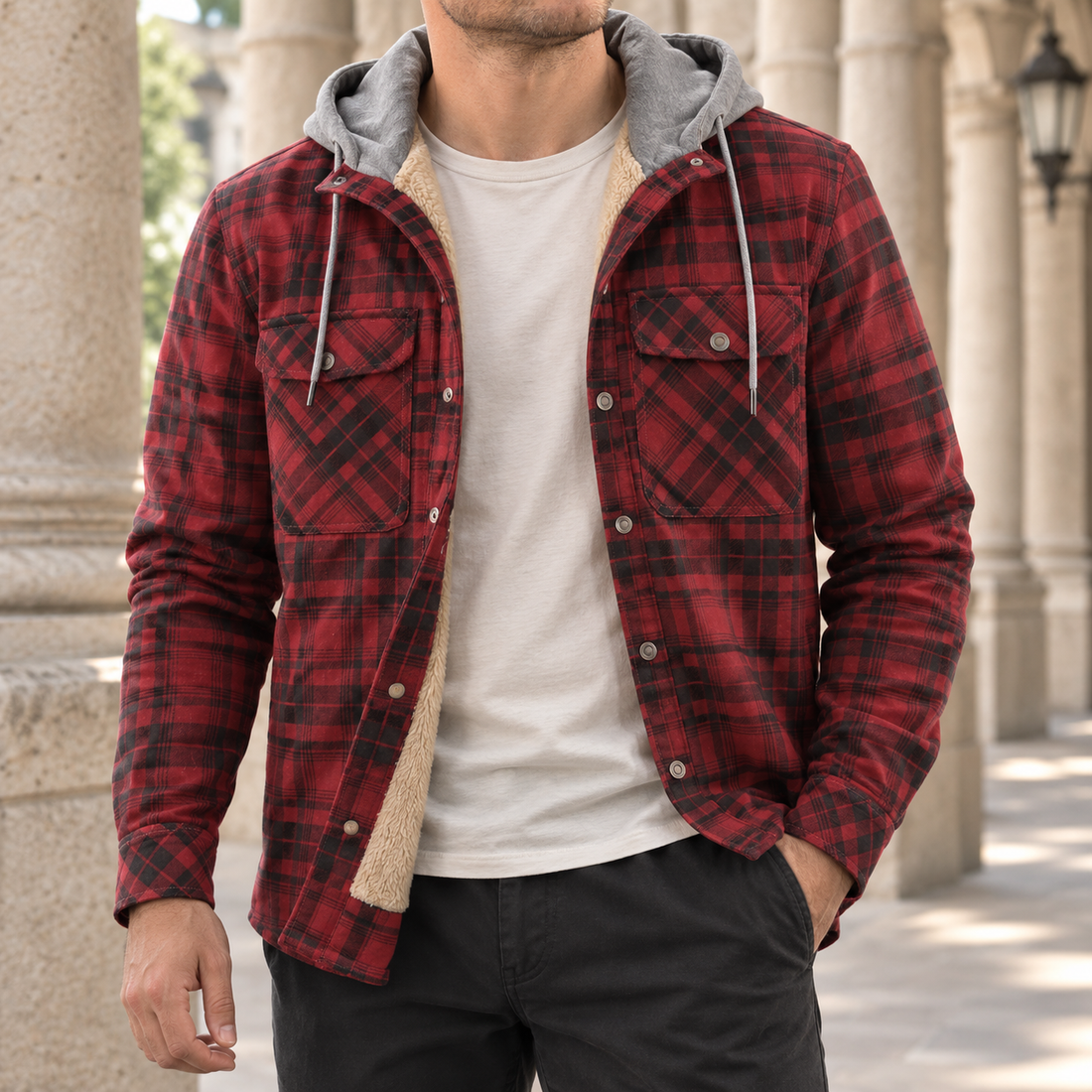 Tristan-Rhys Sherpa-Lined Jacket - Red