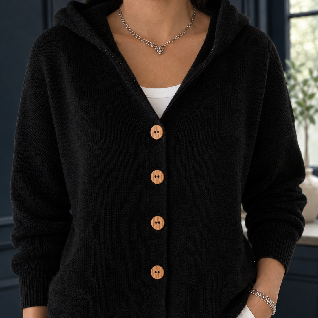 Hazel-Sage Hooded Cardigan - Lead Product Detail
