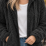 Ines-June Hooded Teddy Jacket - Lead Product Detail