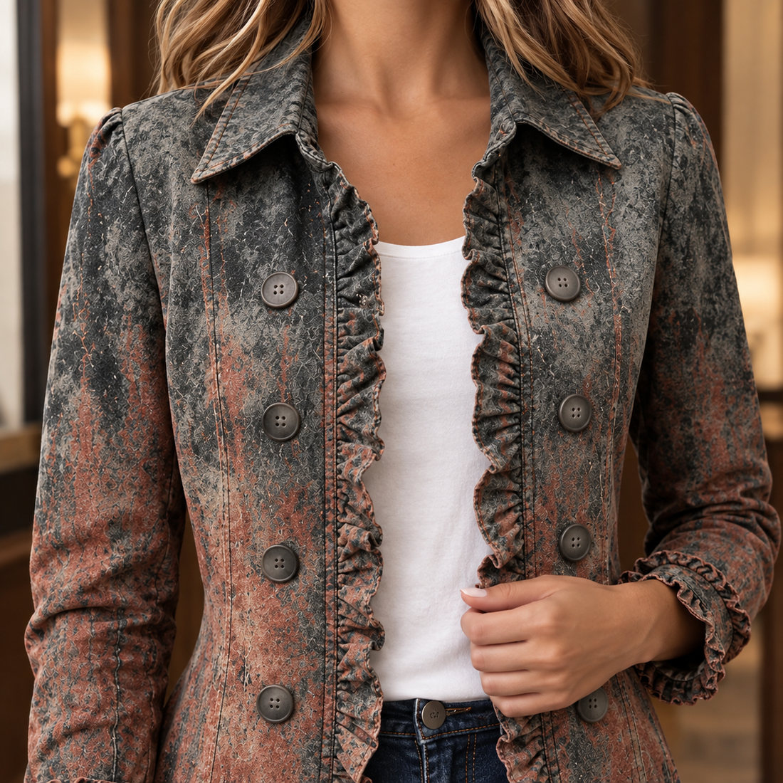 Serena-Rae Ruffle Jacket - Lead Product Detail