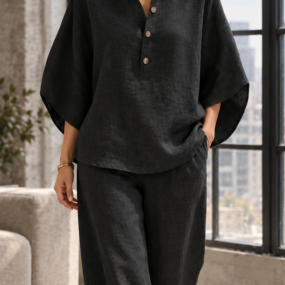 Iris-June Relaxed Pants Set - Lead Product Detail