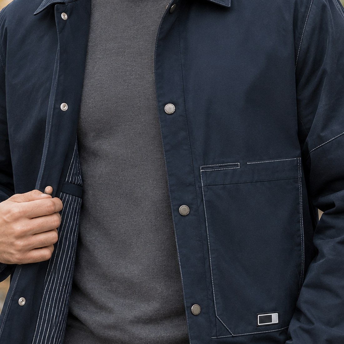 Toby-West Snap Front Jacket - Lead Product Detail