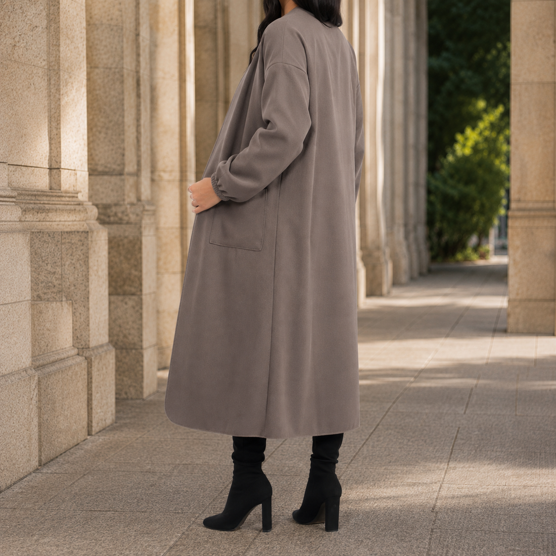 Portia-Sage Waterfall Coat - Lead Alternate View