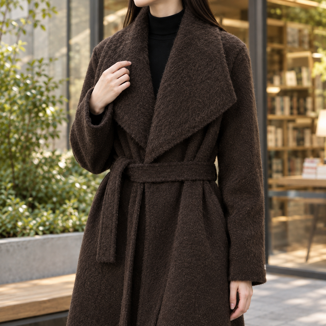 Francesca-Faye Belted Wool Coat - Lead Product Detail