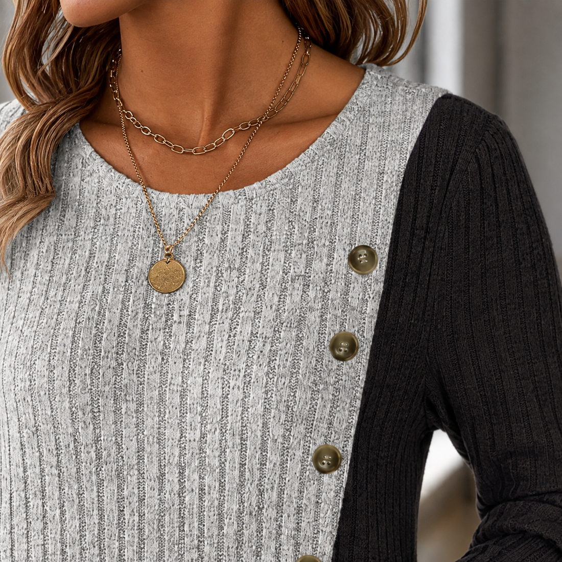 Giselle-June Asymmetric Knit Top - Lead Product Detail