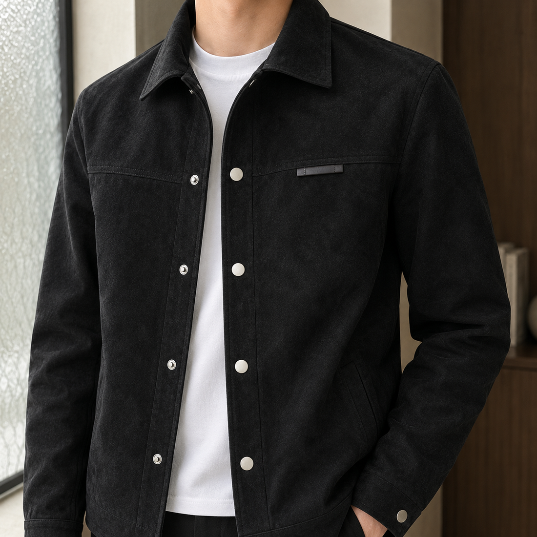 Amos-Lane Snap Front Jacket - Lead Product Detail