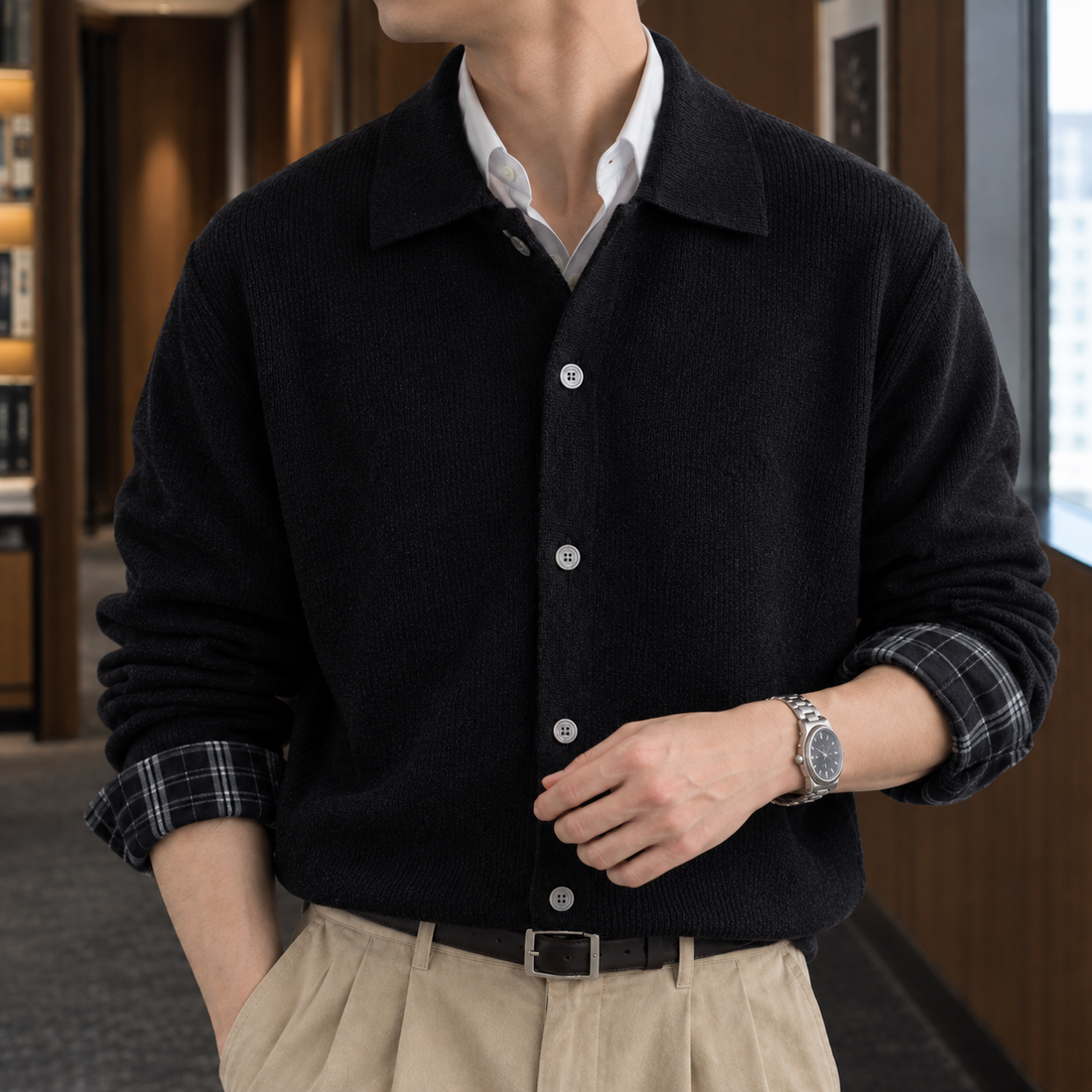 Arend-West Ribbed Cardigan - Lead Product Detail