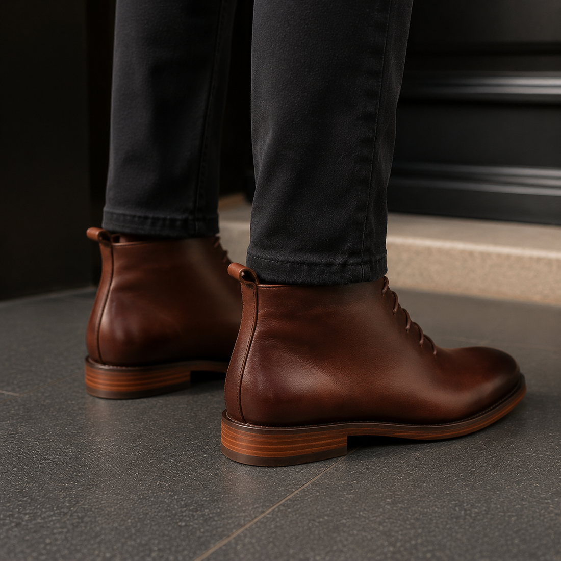 Dorian Leather Ankle Boots - Lead Alternate View