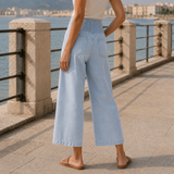 Selene Curved Denim Pants - Lead Alternate View