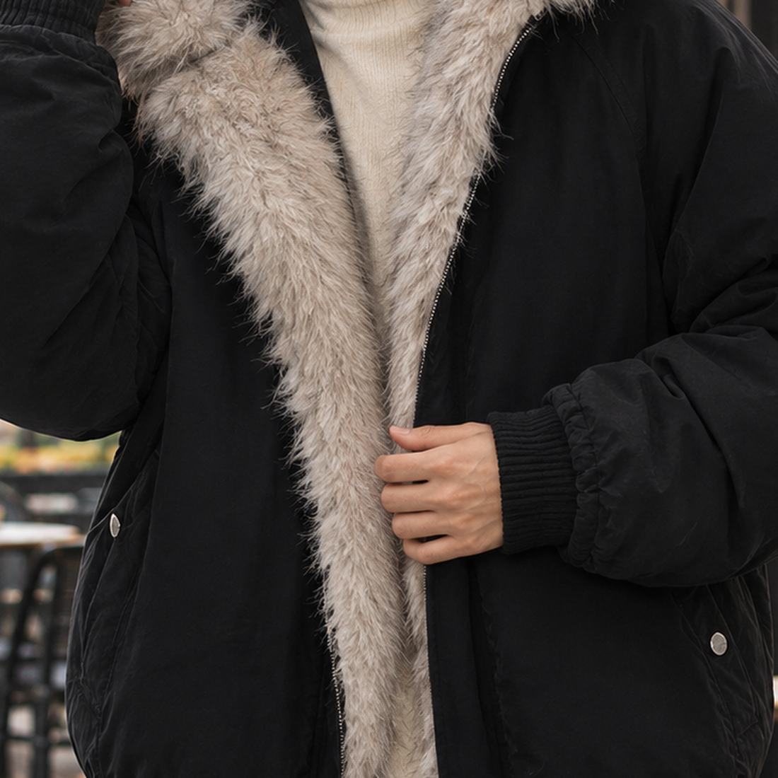 Vincent-Scott Fur Trim Jacket - Lead Product Detail