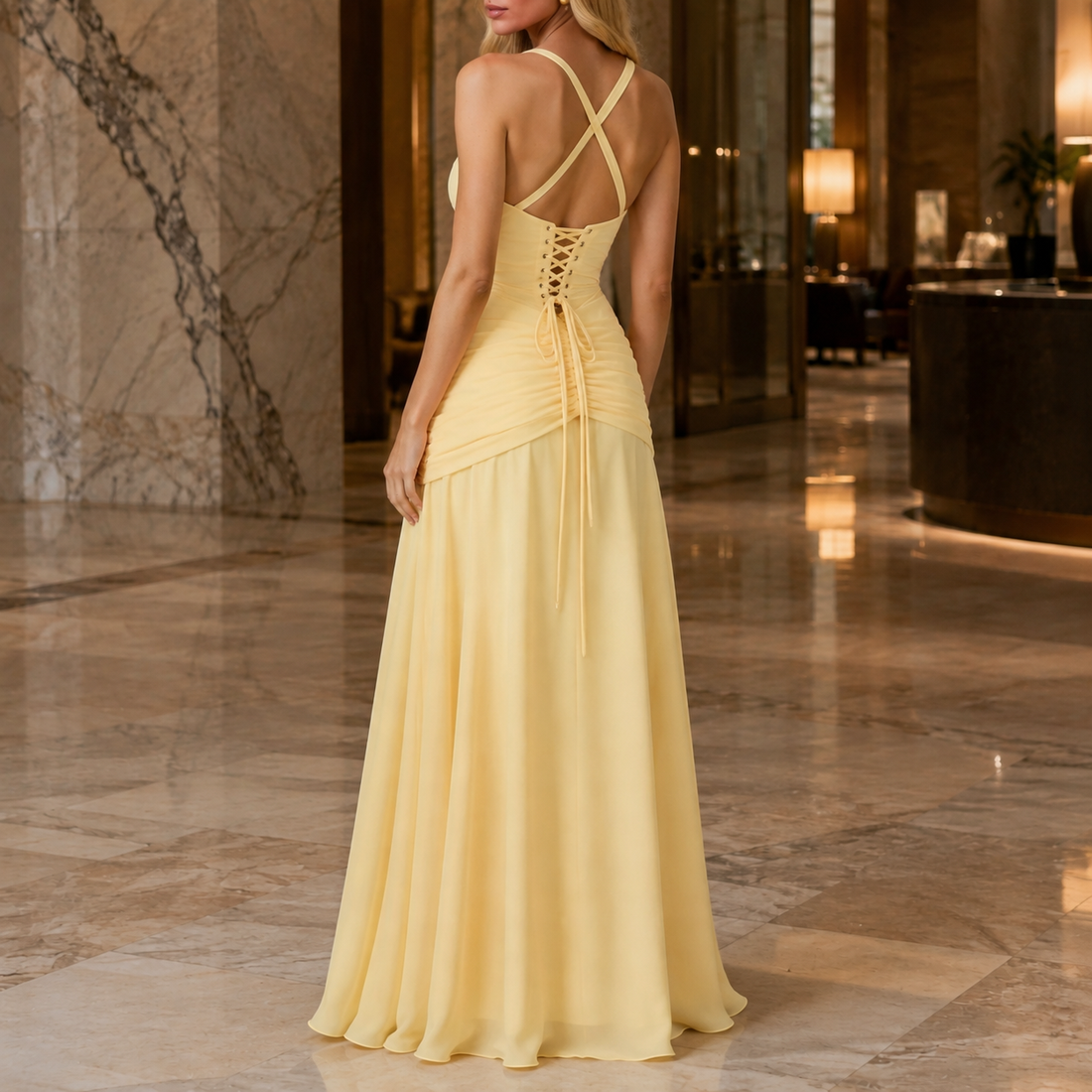 Oriana-Claire Ruched Maxi Dress - Lead Alternate View