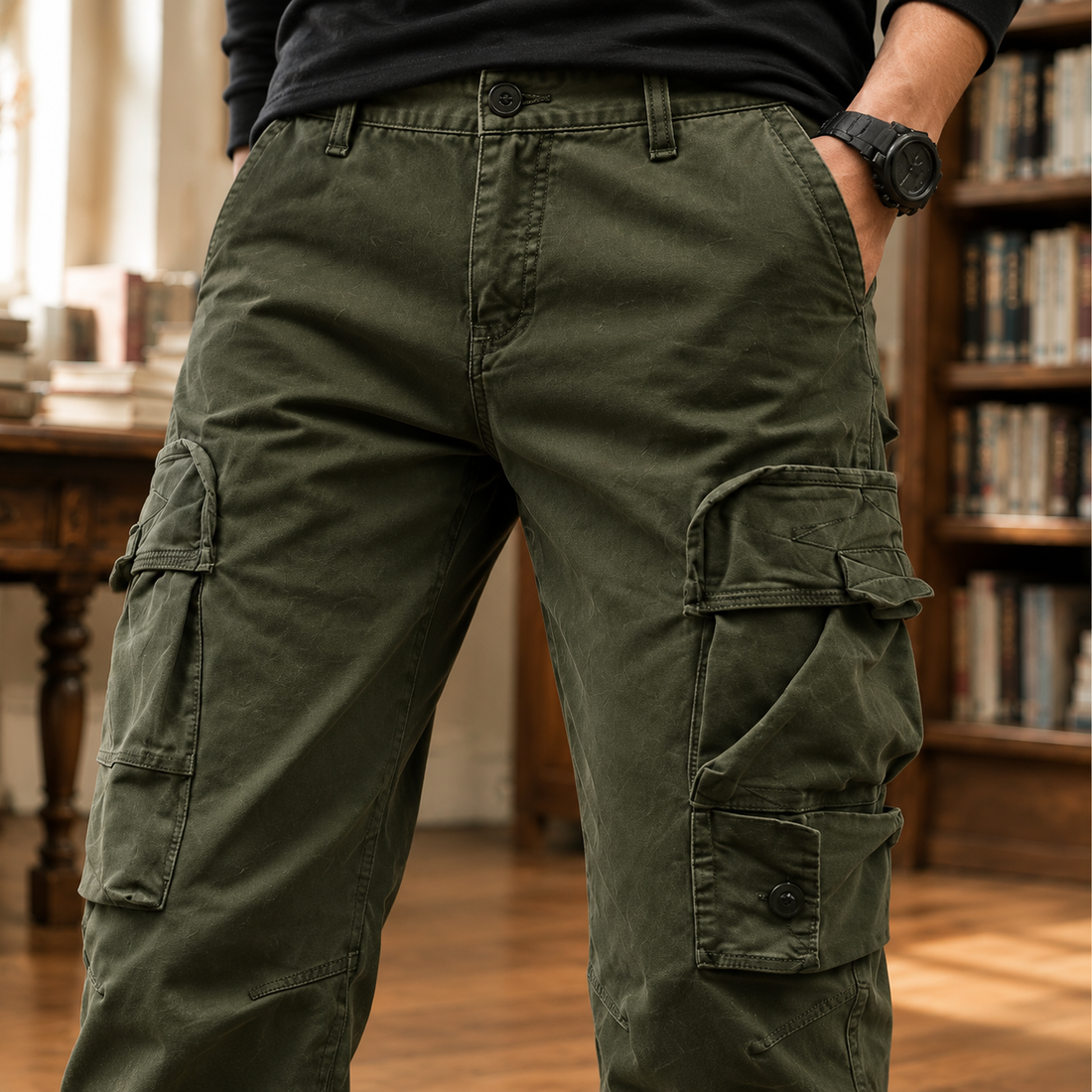 Reuben-West Relaxed Cargo Pants - Lead Product Detail