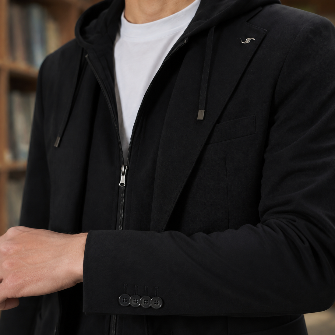 Severin Layered Hood Blazer - Lead Product Detail