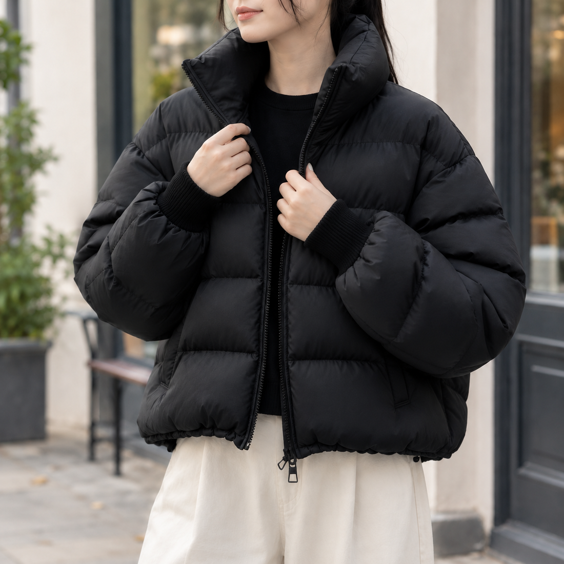 Meredith-Marie Quilted Puffer Jacket - Lead Product Detail