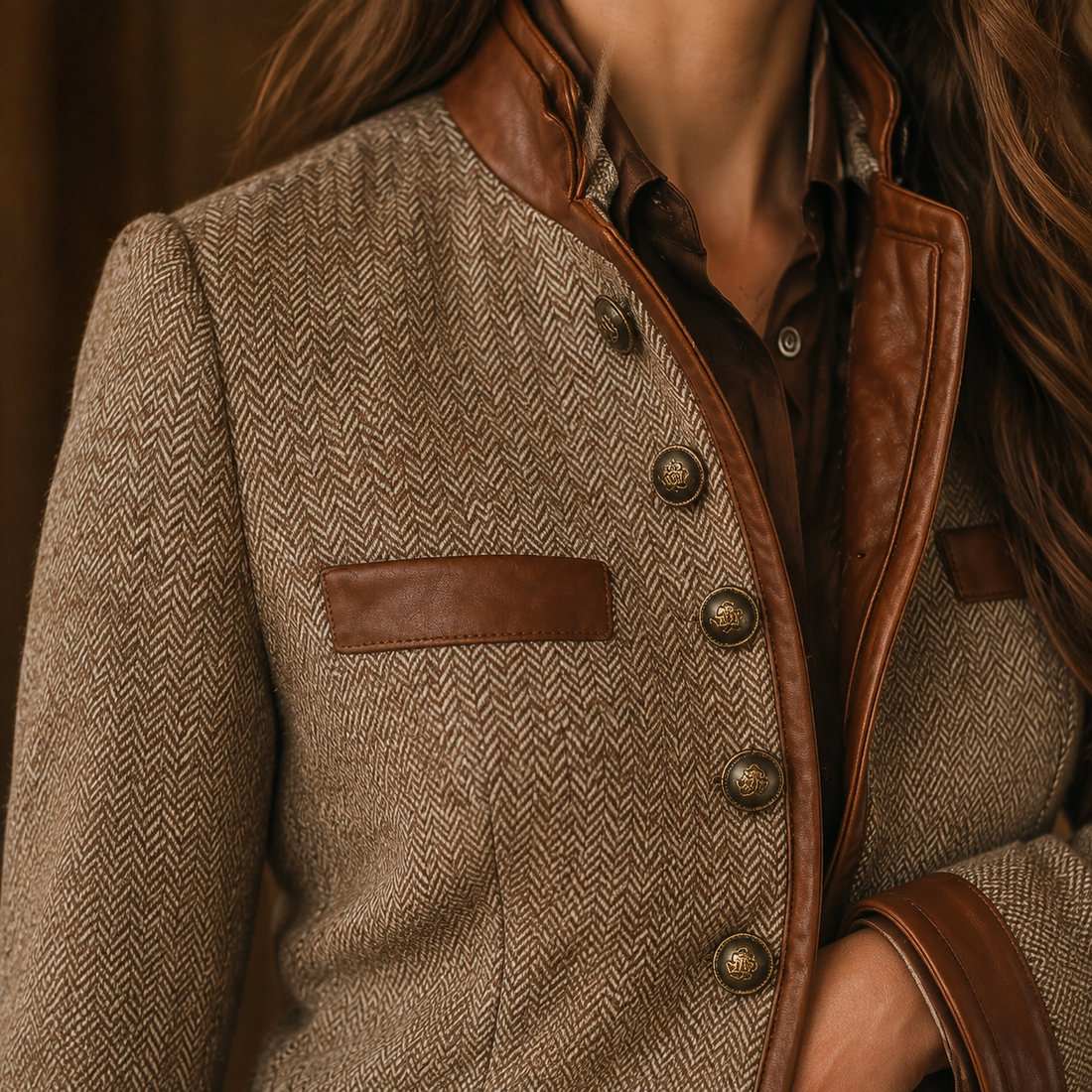 Elowen-Faye Herringbone Jacket - Lead Product Detail