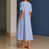 Lara Striped Midi Dress - Lead Alternate View