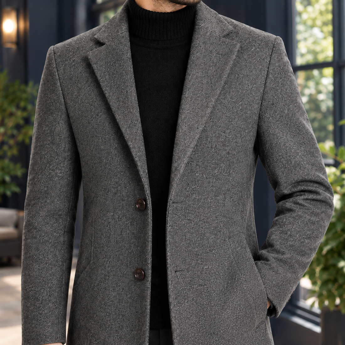 Alec-Rhys Wool Coat - Lead Product Detail
