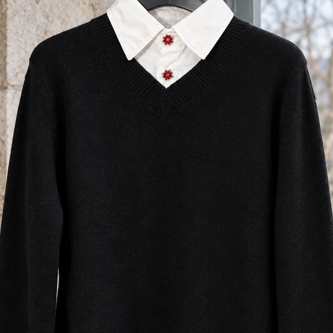 Ramsey-West Contrast Collar Sweater - Lead Product Detail