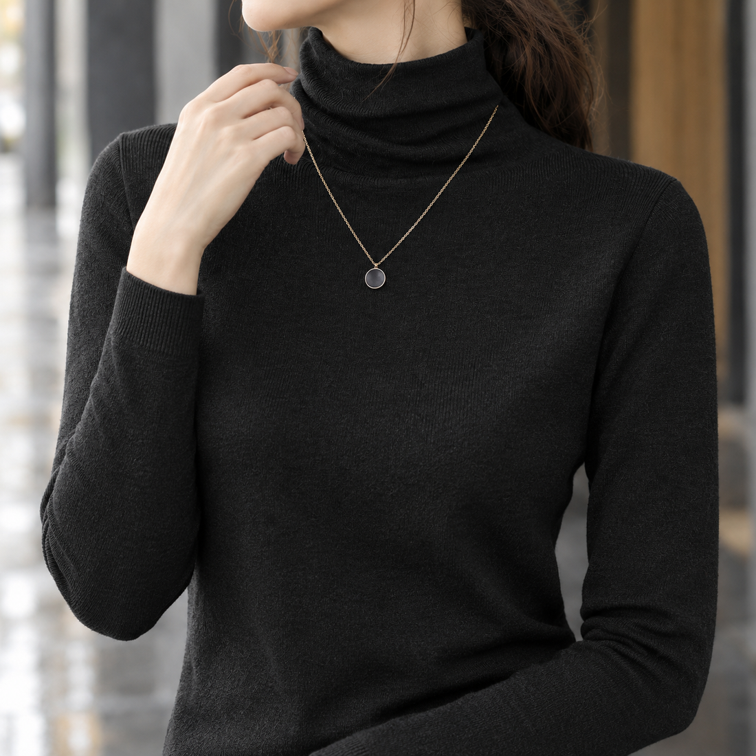 Elowen-Mae Wool Turtleneck - Lead Product Detail