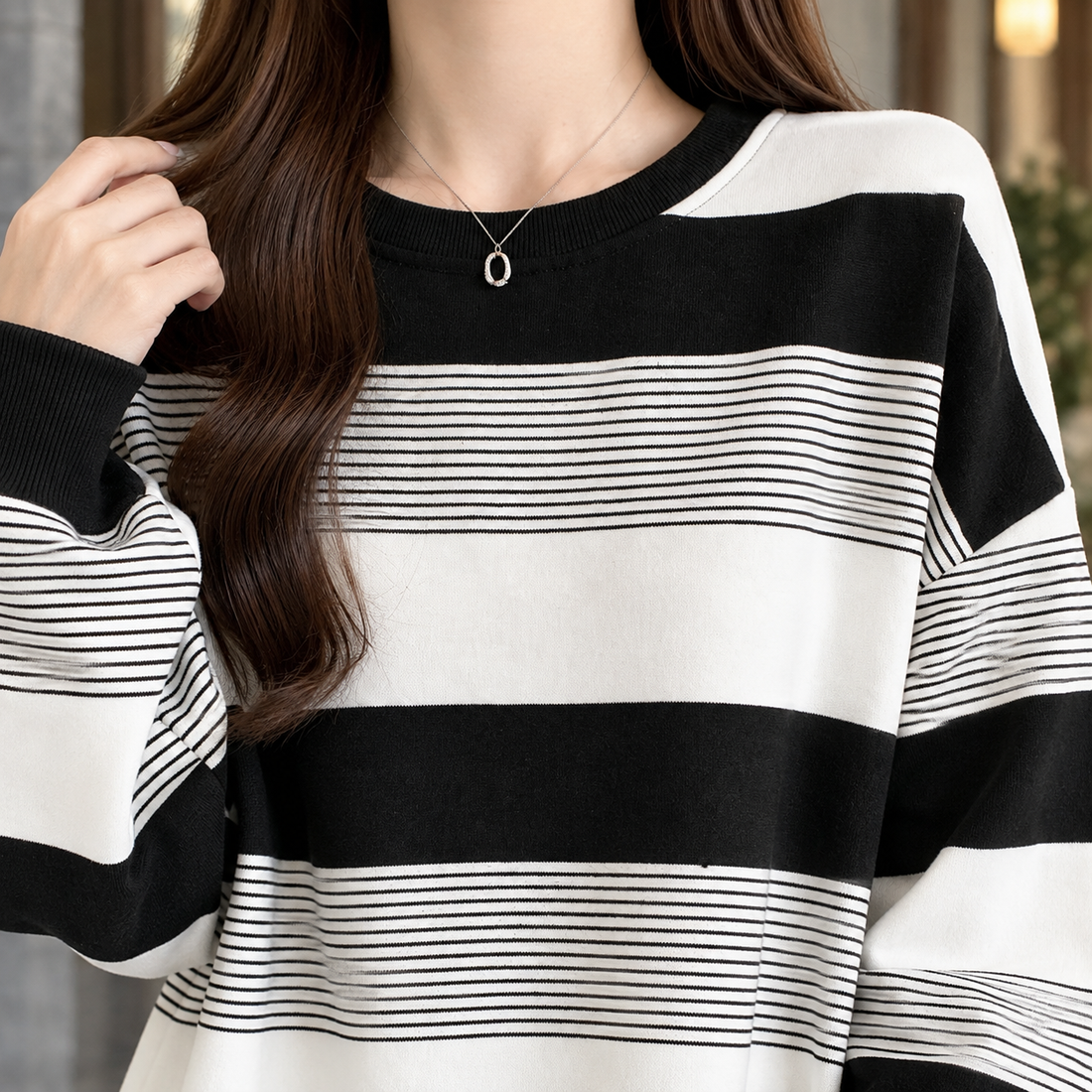 Danielle Striped Sweatshirt - Lead Product Detail