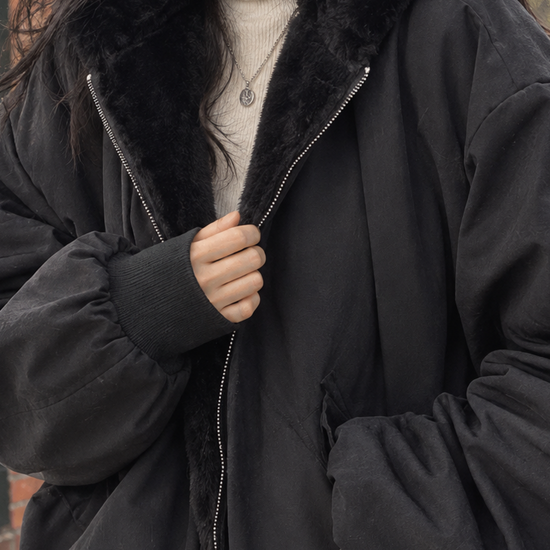Anais-Claire Oversized Bomber Jacket - Lead Product Detail