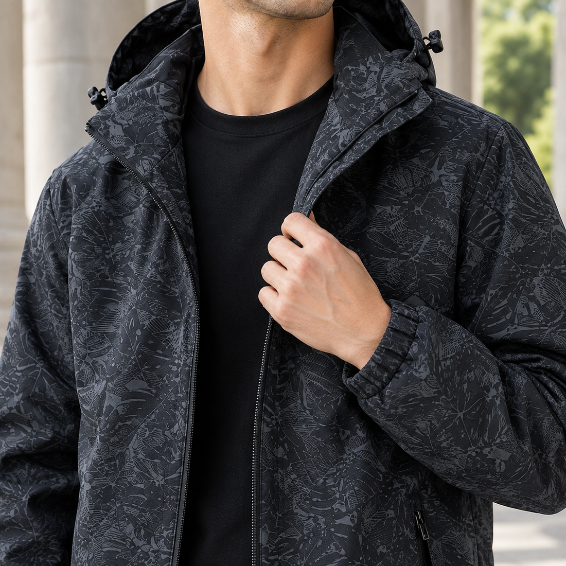 Harlan-Grey Tonal Print Jacket - Lead Product Detail