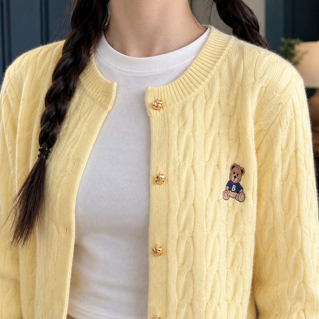 Perpetua-Belle Cable Cardigan - Lead Product Detail