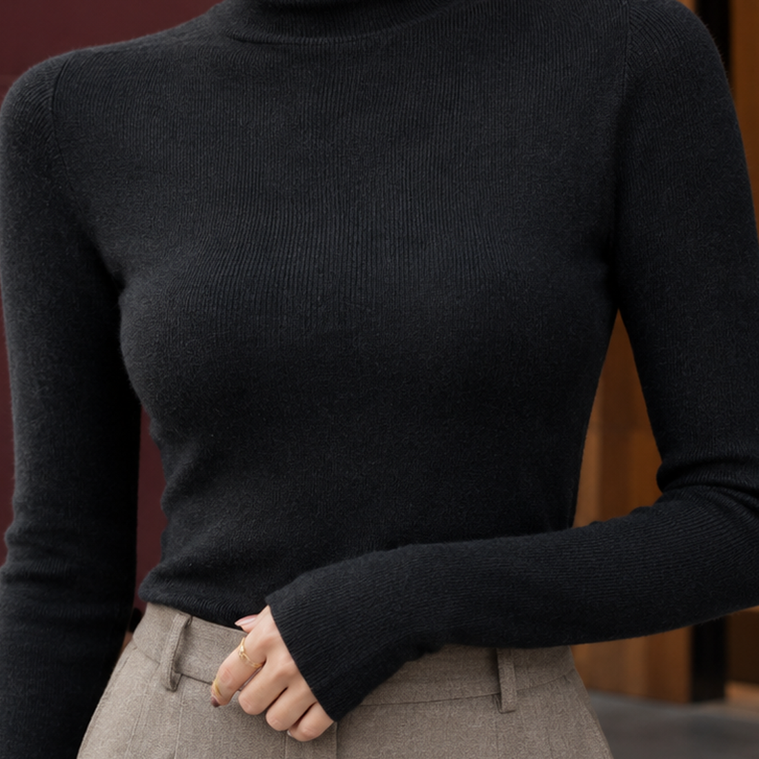 Nerissa-Skye Ribbed Turtleneck - Lead Product Detail