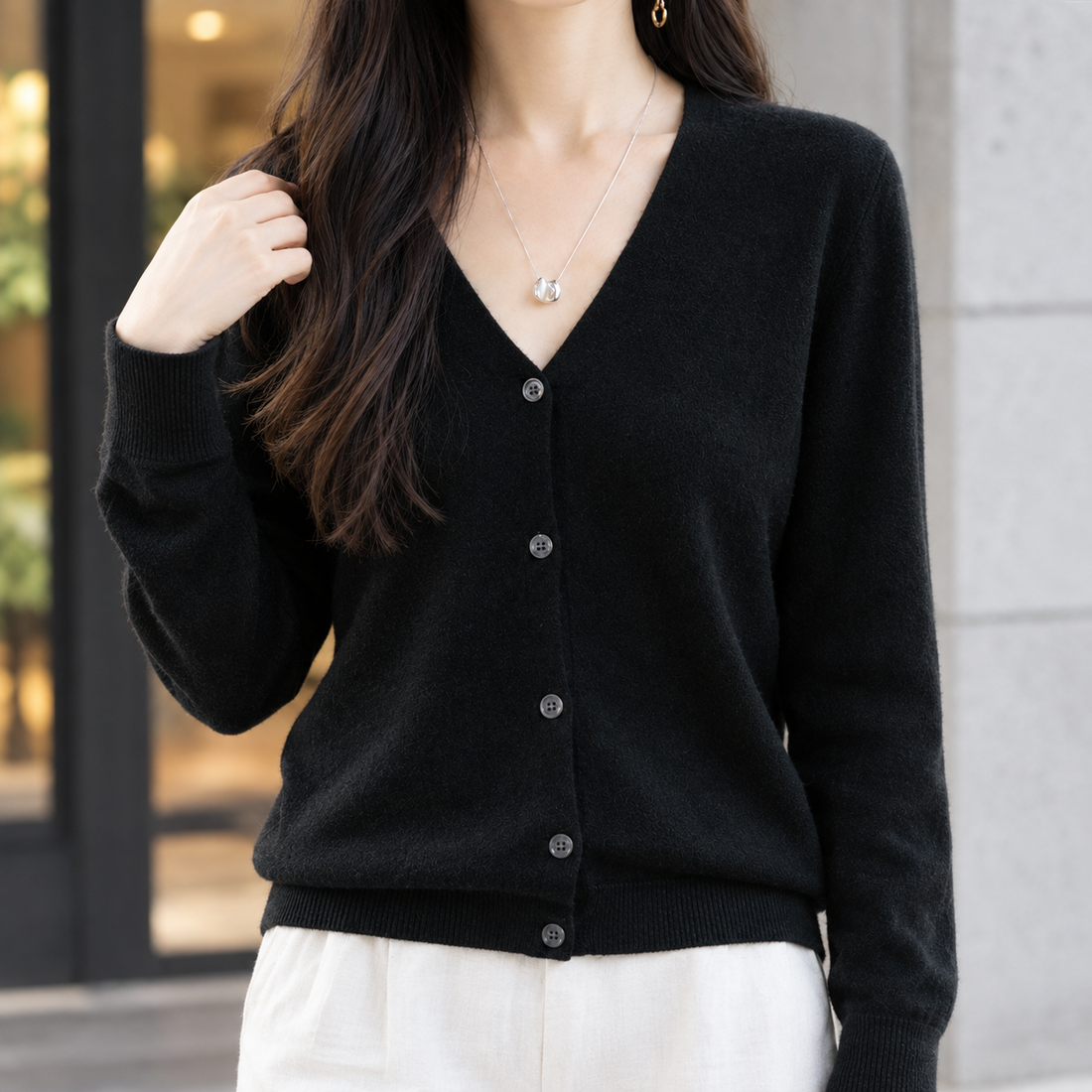 Maylis-Grace V-Neck Cardigan - Lead Product Detail