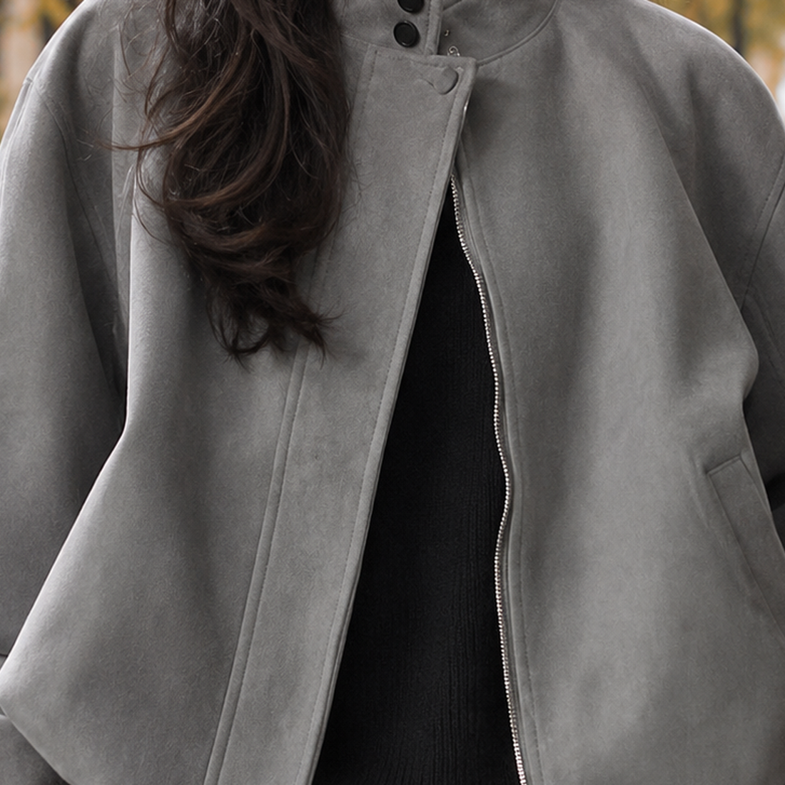 Lena-Hope Suede Zip Jacket - Lead Product Detail