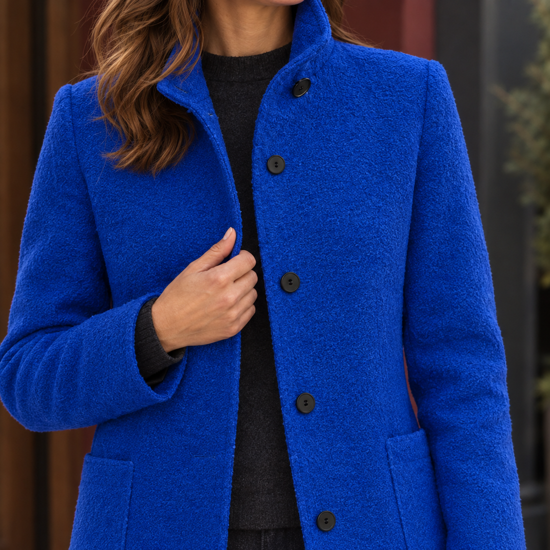Becca Stand Collar Coat - Lead Product Detail