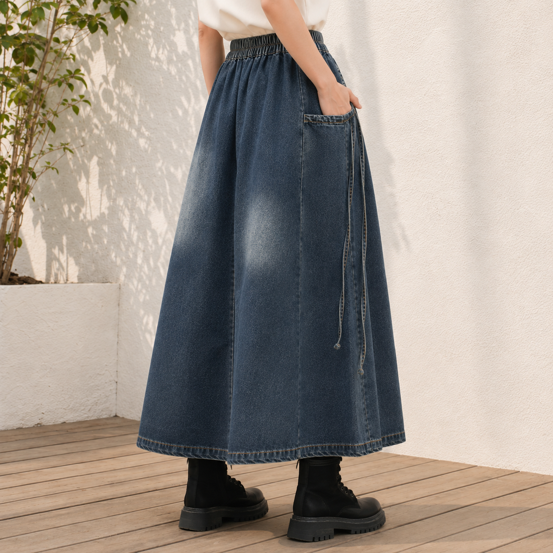 Calla-Faye Denim Skirt - Lead Alternate View