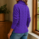 Lydia-Pearl Cable Knit Sweater - Lead Alternate View