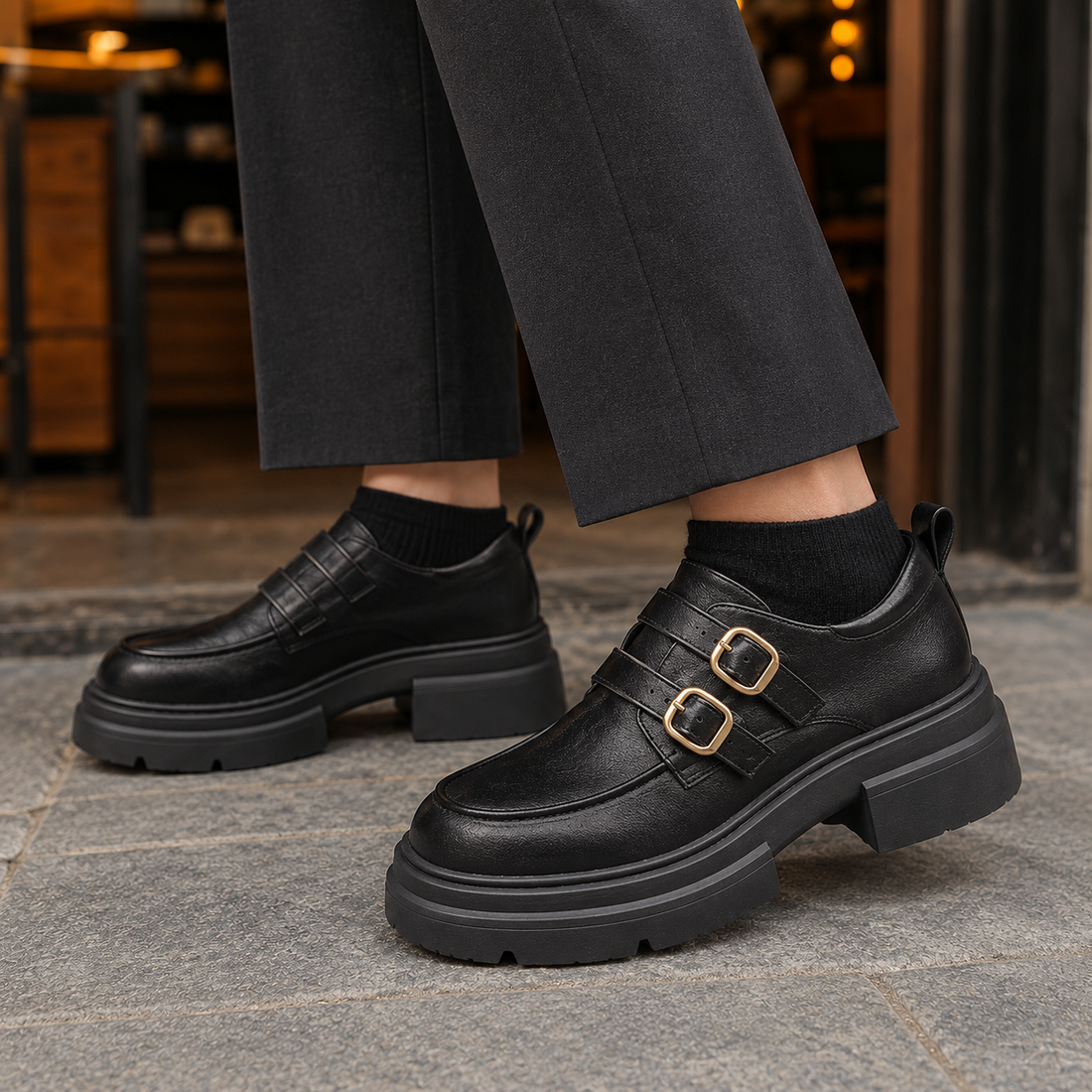 Marzano Monk Strap Shoes - Lead Product Detail