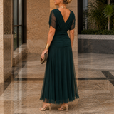 Serena-Pearl Draped Maxi Dress - Lead Alternate View