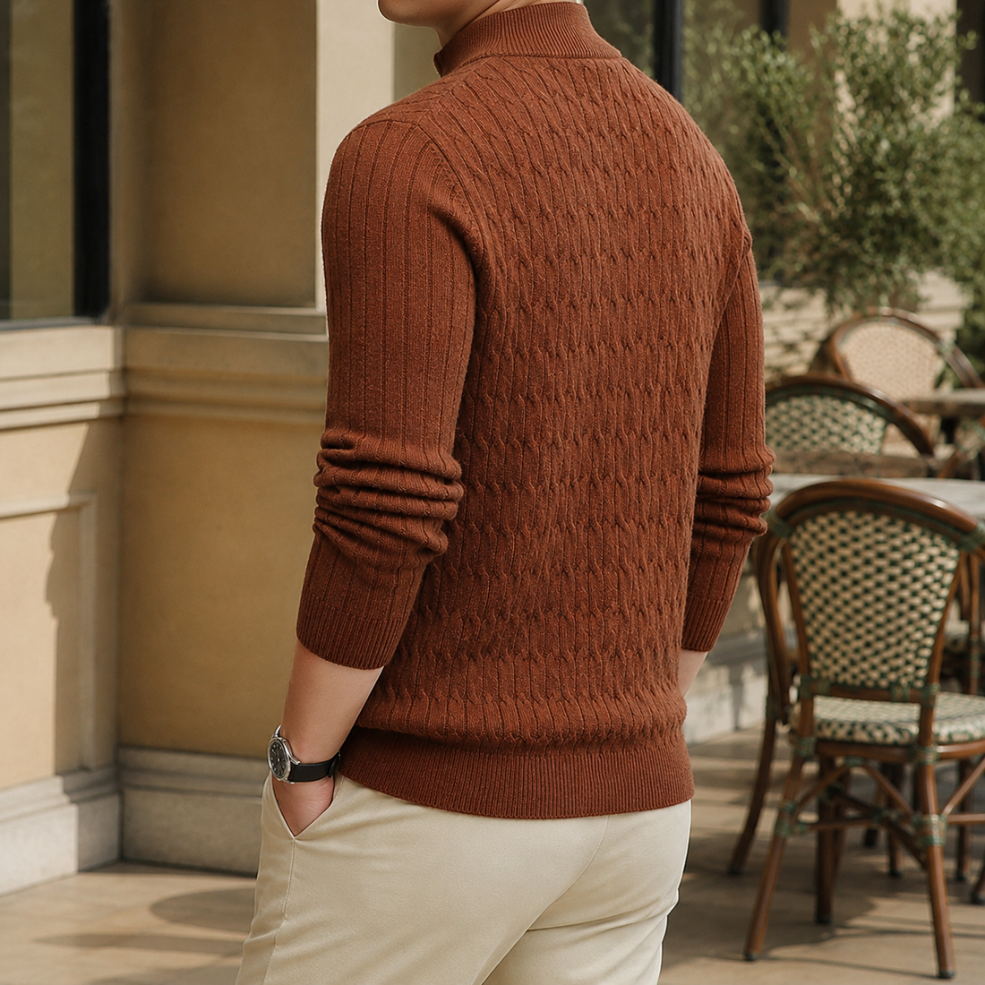 Rufus Cable Knit Sweater - Lead Alternate View