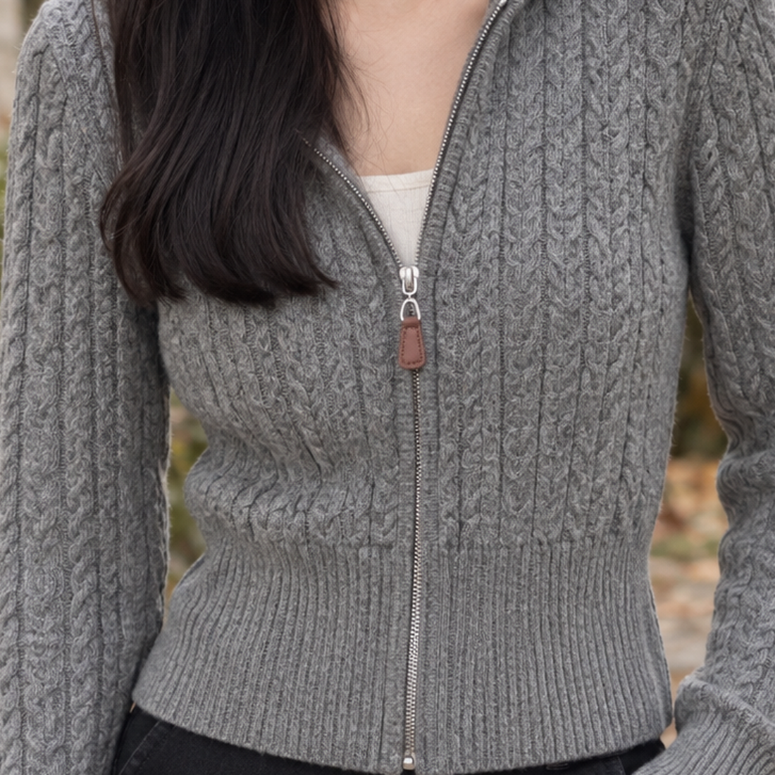 Estelle-Belle Cable Knit Cardigan - Lead Product Detail
