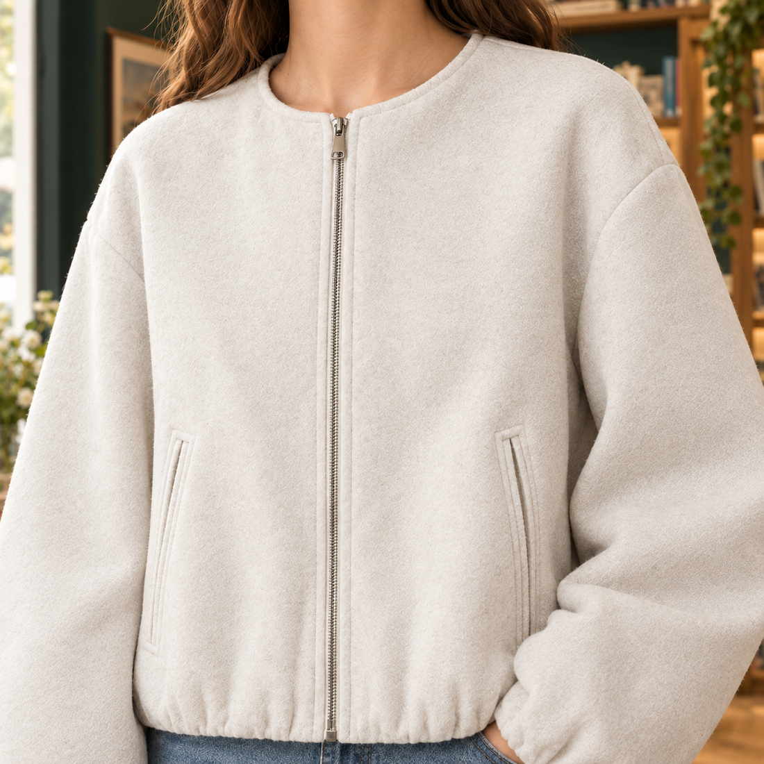 Paula Collarless Jacket - Lead Product Detail