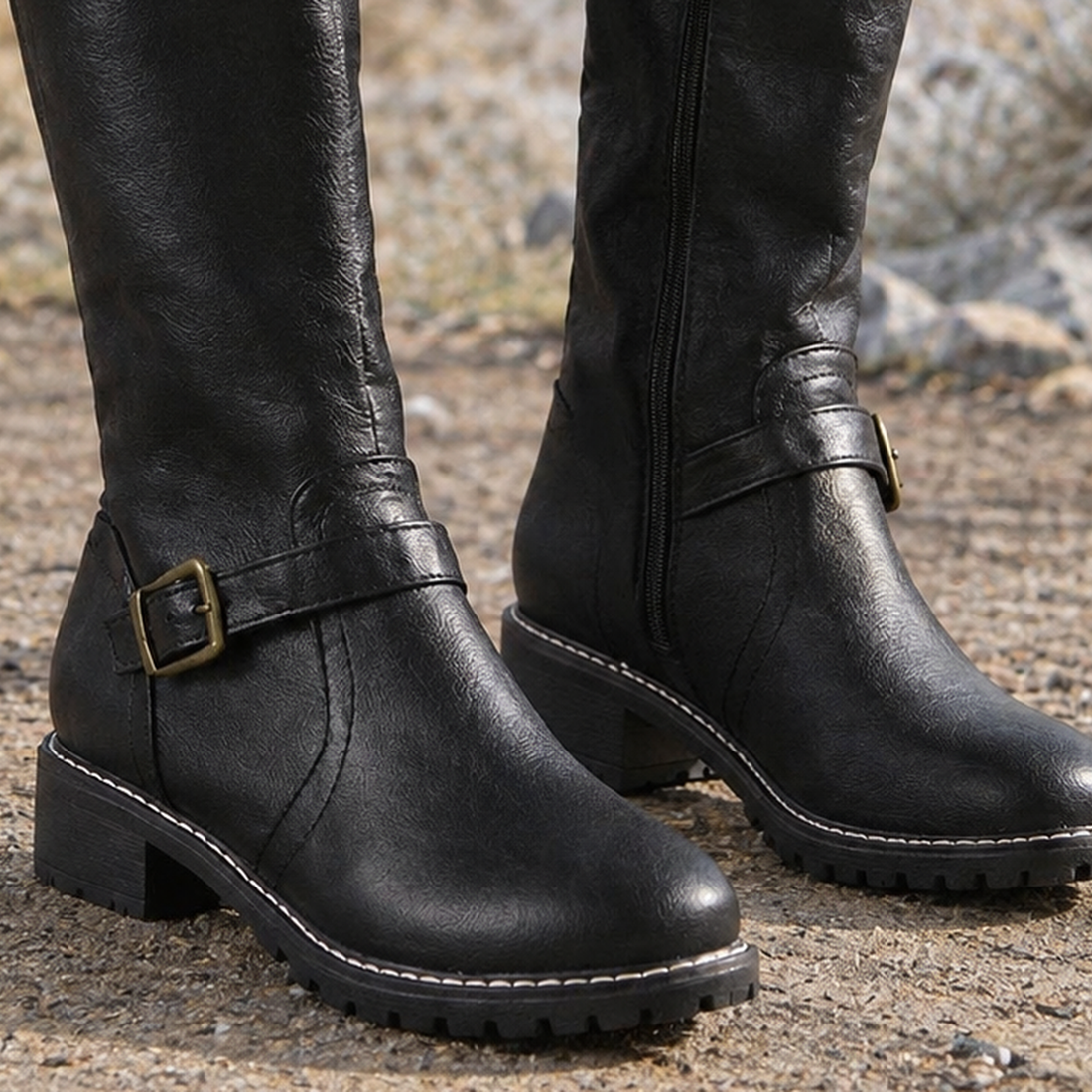 Tolentino-Monza Moto Buckle Boots - Lead Product Detail