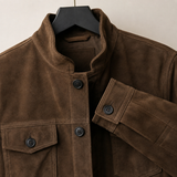 Florian-Grey Suede Jacket - Lead Product Detail