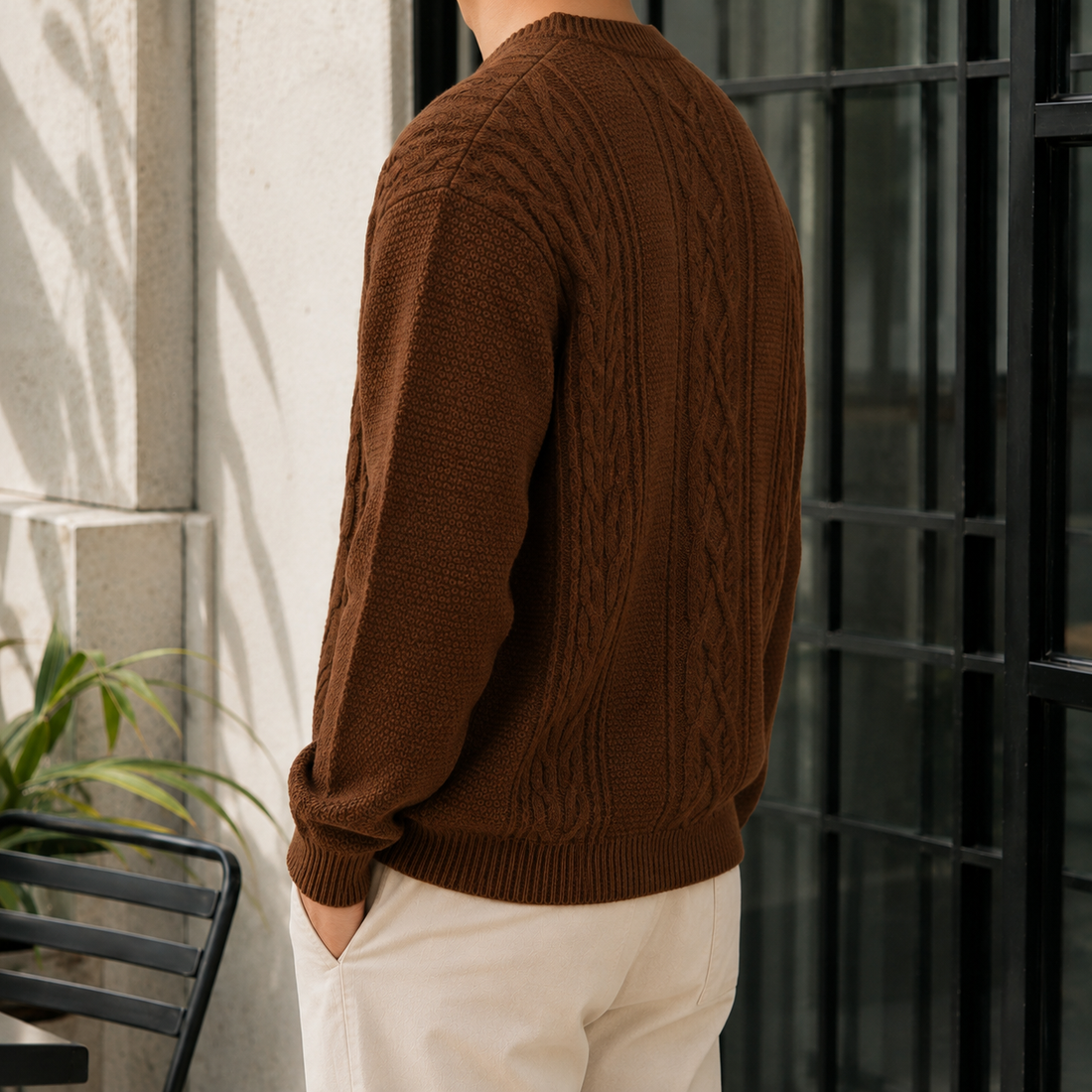August Cable Knit Sweater - Lead Alternate View