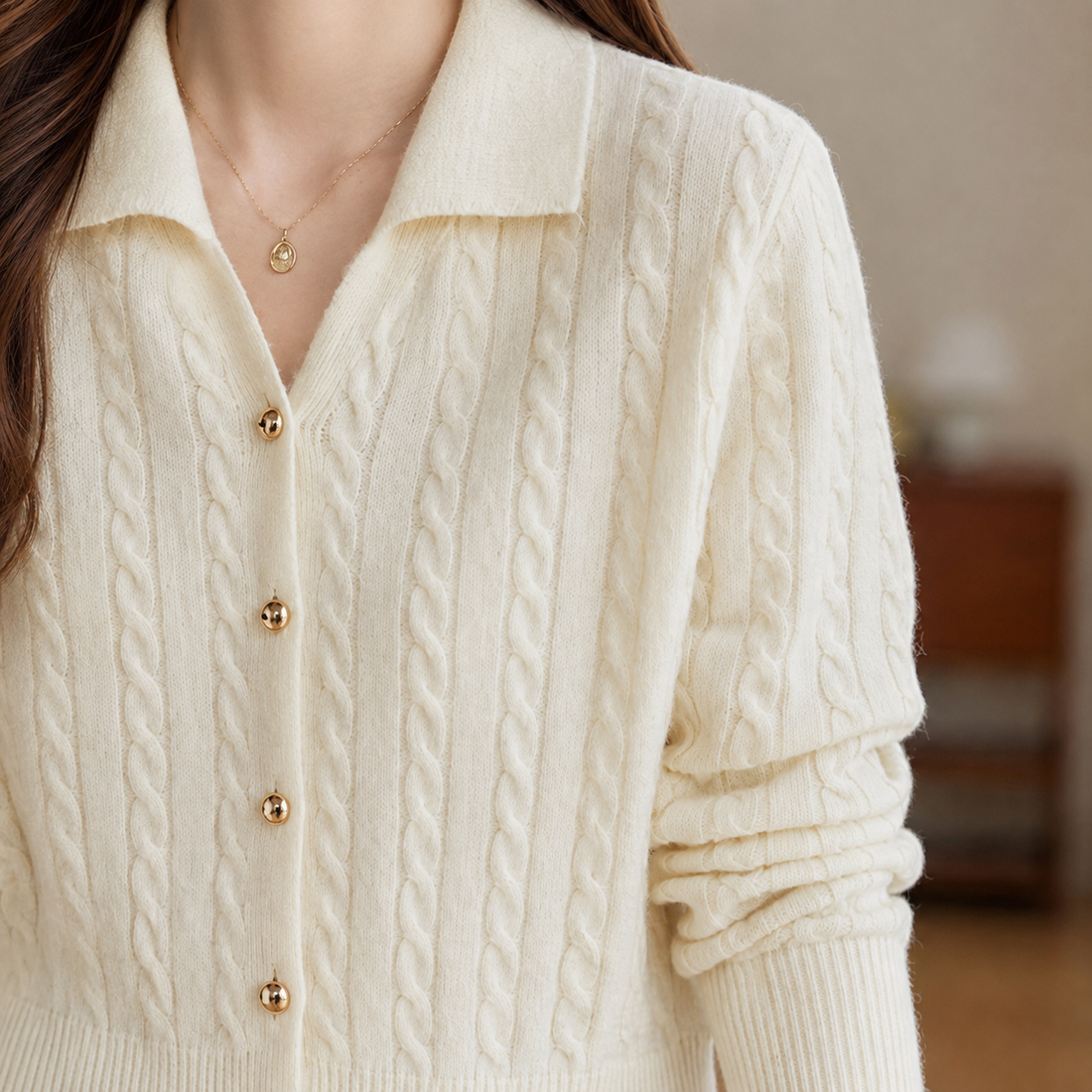Livia-Rose Cable Knit Cardigan - Lead Product Detail