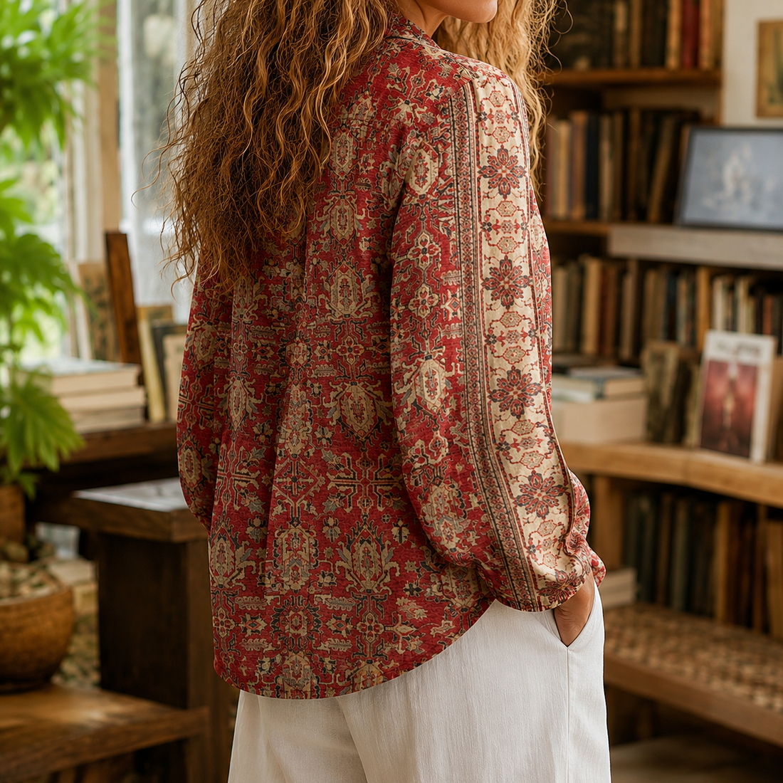 Isabella-Sage Relaxed Blouse - Lead Alternate View