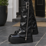Ascoli Buckled Platform Boots - Lead Product Detail