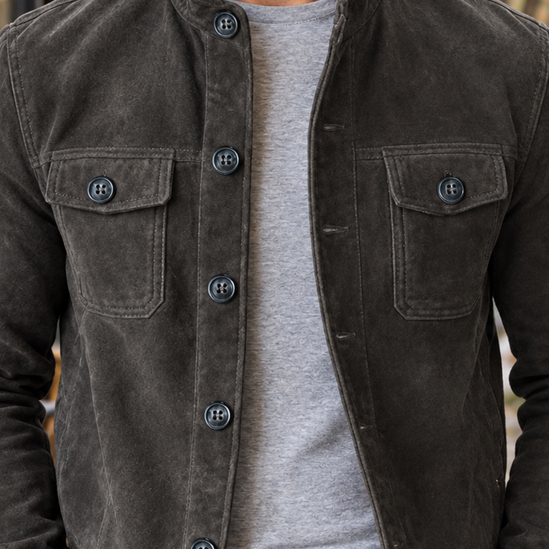 Laurent-Scott Stand Collar Jacket - Lead Product Detail