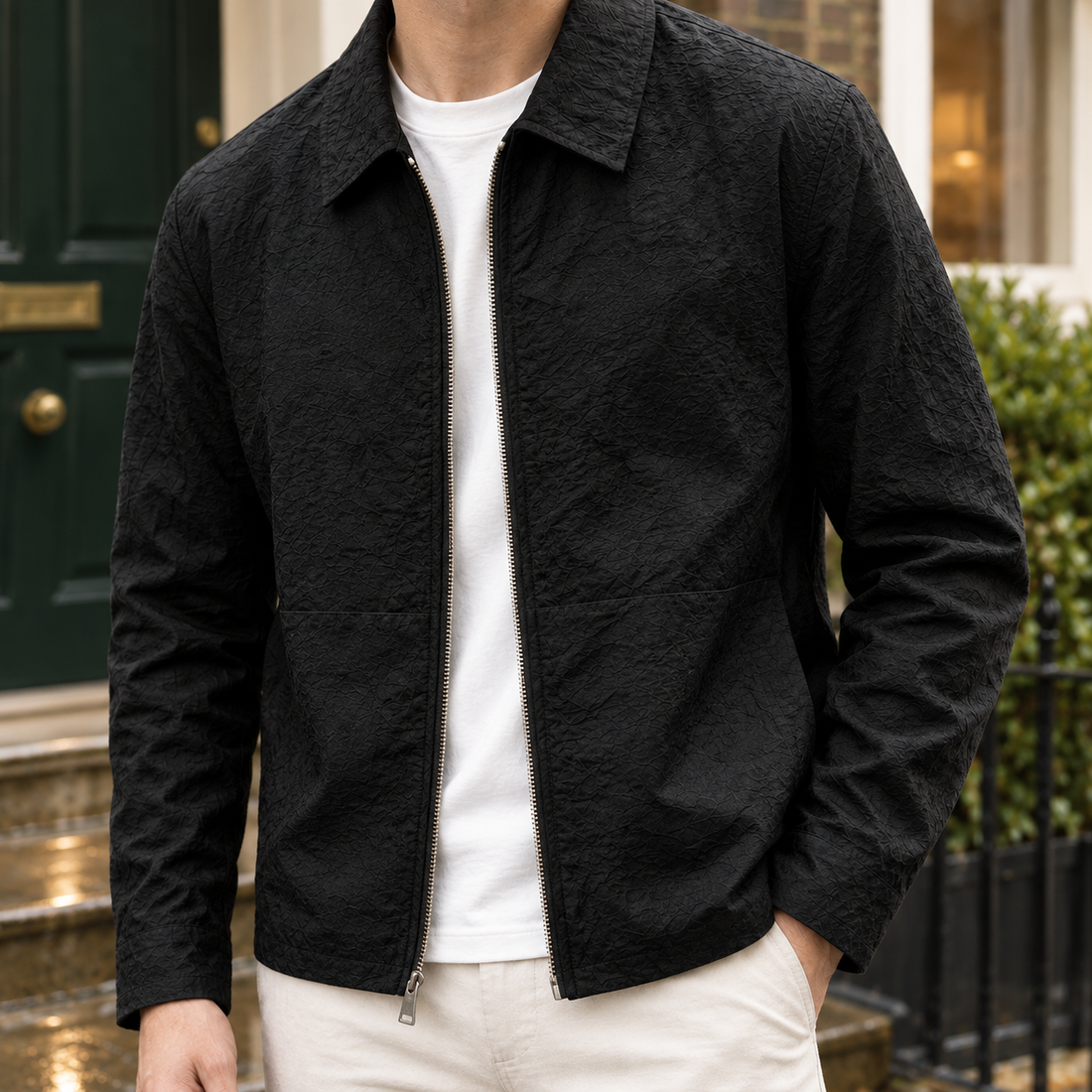 Ennis-West Textured Jacket - Lead Product Detail