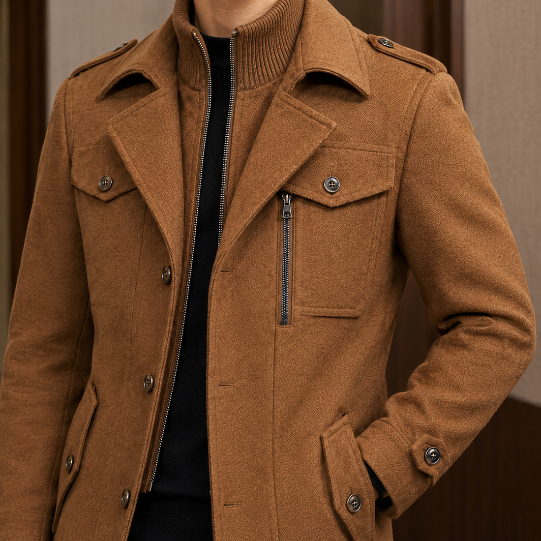 Nathan-Dean Layered Collar Jacket - Lead Product Detail